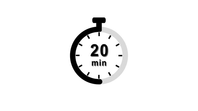 20 min clock icon animation. Clock 20-minute icon Digital and analog clock 20 minutes isolated on white background. and creating a stunning video.4k video.