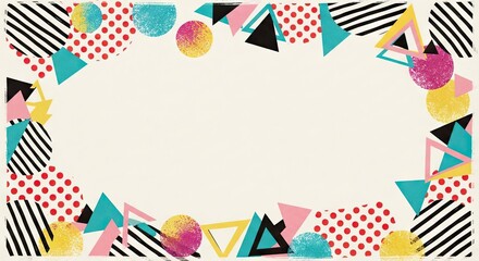 Obraz premium Colorful Geometric Border with Blank Cream Center