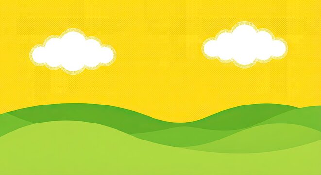 Green Rolling Hills Under Yellow Sky