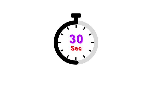 30 sec clock icon animation. Clock 30-second icon Digital and analog clock 30 seconds isolated on white background. and creating a stunning video.4k video.