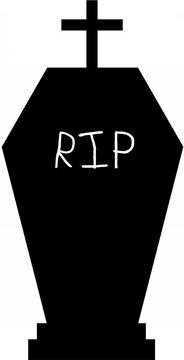 Coffin-Shaped Gravestone with Cross and RIP Inscription for Halloween