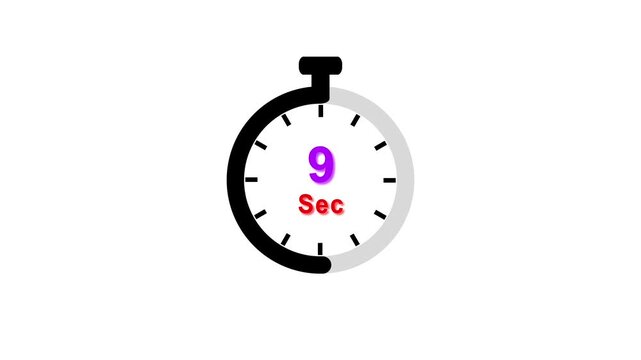 9 sec clock icon animation. Clock 9-second icon Digital and analog clock 9 seconds isolated on white background. and creating a stunning video.4k video.