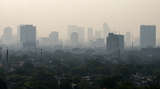 PM2.5 levels indicating hazardous air quality and unhealthy pollution exposure, highlighting fine particulate matter, respiratory risks, environmental monitoring, public health and urban air pollution