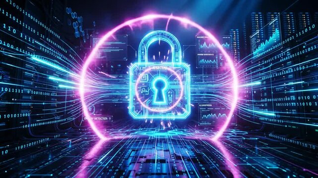 Digital padlock representing cybersecurity and data encryption
