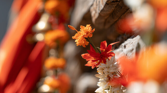 Vibrant Floral Ornaments Adorning the Sacred Chariot Festival of Thiruvarur Traditional Celebration