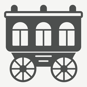 Carriage solid icon, horse drawn transport, historical concept. Vector graphics. Historical travel, transportation sign with glyph style icon for mobile or web design