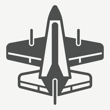 Military plane solid icon, jet aircraft, high speed concept. Vector graphics. High speed aviation, air transport sign with glyph style icon for mobile or web design