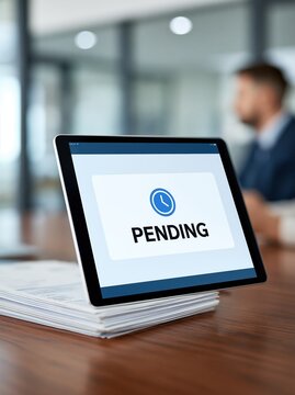 Pending status on tablet screen
