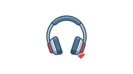 Fototapeta premium Modern gaming headset icon with microphone for audio communication and digital media.