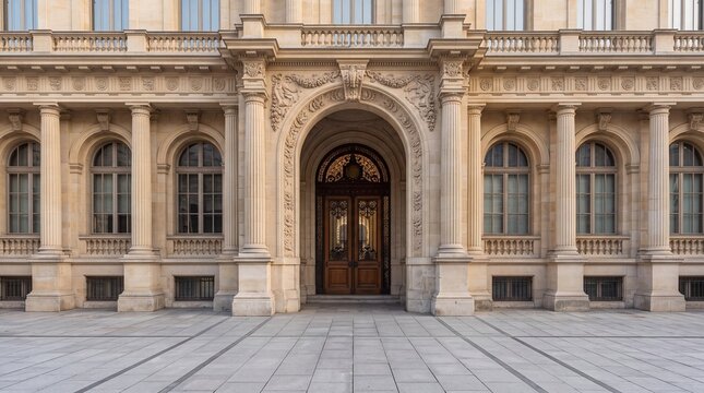 Classical Architecture Historic European Palace Facade and Entrance