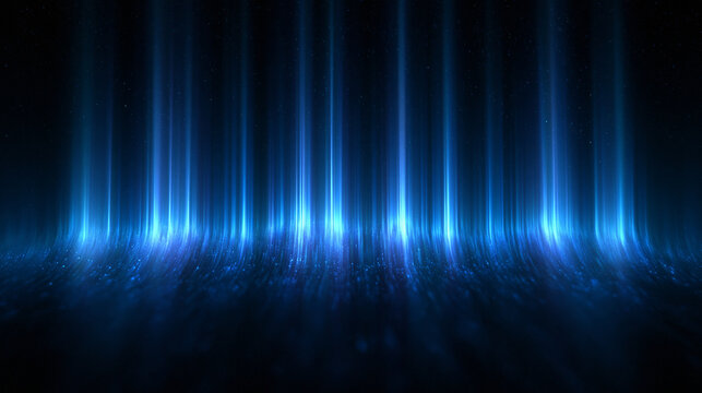 Abstract Futuristic Blue Light Rays and Glowing Particles Background