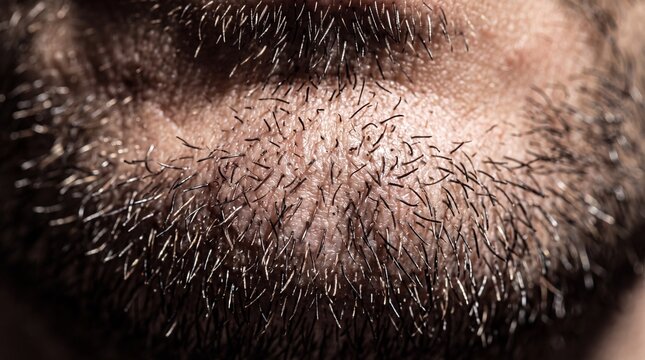 Macro Close-Up of Man Beard Stubble and Skin