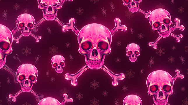 Skull and Crossbones Halloween Pattern Background Template