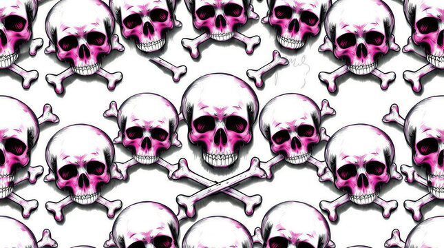 Skull and Crossbones Halloween Pattern Background Template