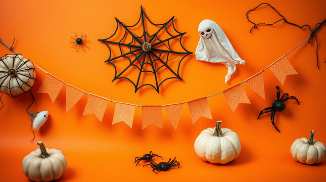 Halloween Pattern Background with Spooky Decorations