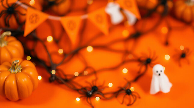 Halloween Pattern Background with Spooky Decorations