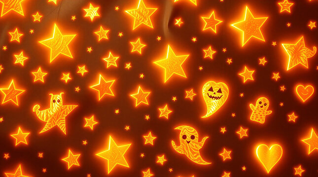 Halloween Pattern Background with Spooky Decorations