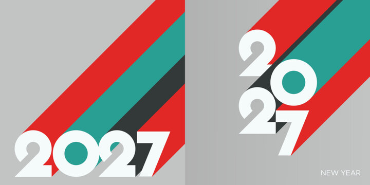 Modern 2027 New Year Poster with Bold Diagonal Geometric Stripes