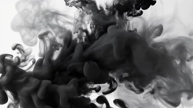Mesmerizing fluid dark ink transformations in slow motion artistic abstract video
