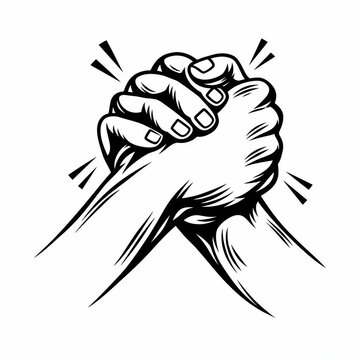 Clenched fists with lightning bolts illustration