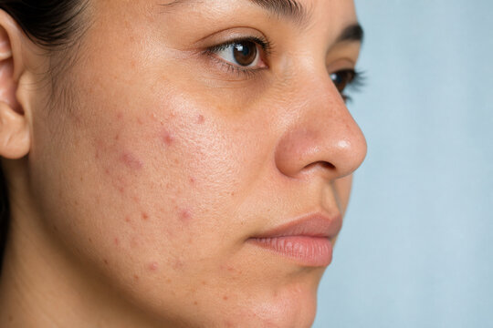 Acne Prone Cheek with Realistic Pimples Pores and Skin Texture