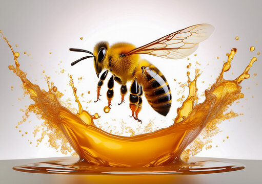 Abeja volando entre miel