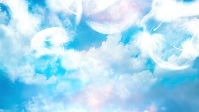 暗雲から見える青空と日光のスピリチュアルな天国風背景アニメ
