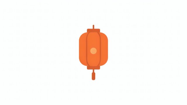 Flat vector illustration of a single hanging orange paper lantern isolated on white background with design centered