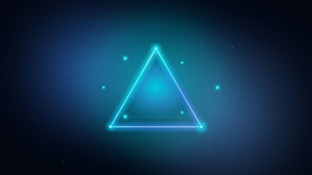 Animation of triangle glowing on blue background