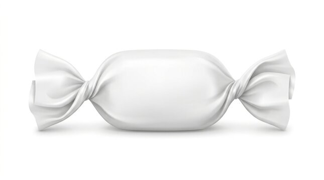 Blank white candy wrapper isolated on white background