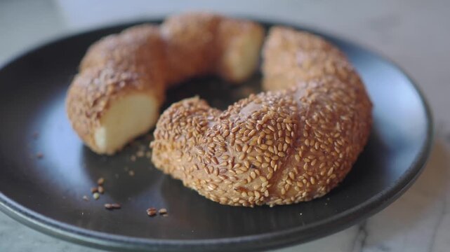 Making sesame bread in a cozy kitchen setting