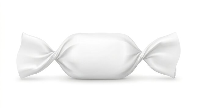 Blank white candy wrapper isolated on white background