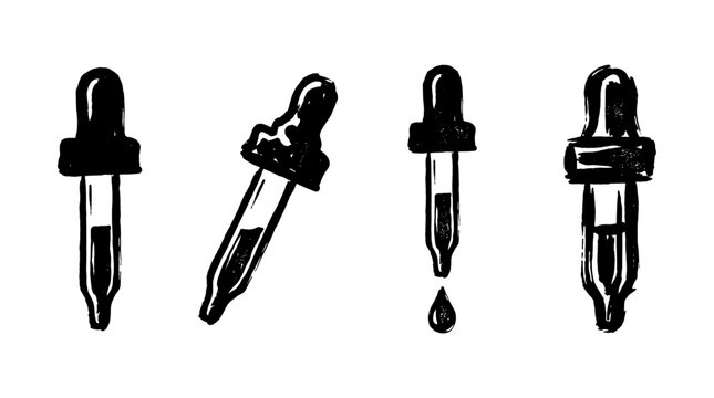 Dropper Tools for Precision in Artistry , rough vintage hand-drawn ink isolated on white background. Vector illustration