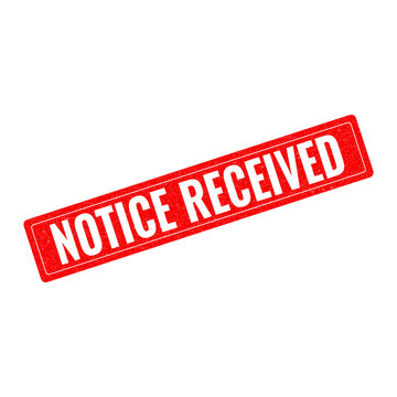 Notice received stamp with red border and text isolated on transparent background