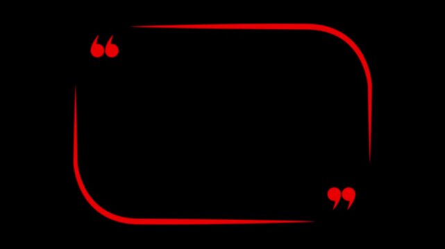 Quote box icon line style, including speech bubble frame, black background, quotation border, chat outline, motion graphics 4k loop..