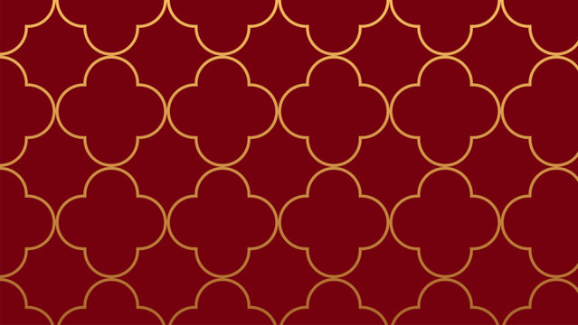 Burgundy and gold quatrefoil geometric pattern for elegant backgrounds