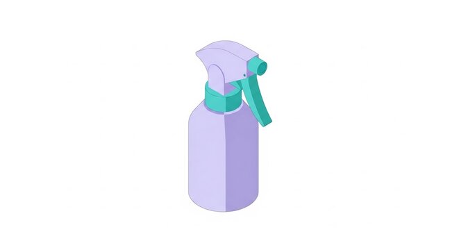 Purple isometric spray bottle icon for cleaning illustration