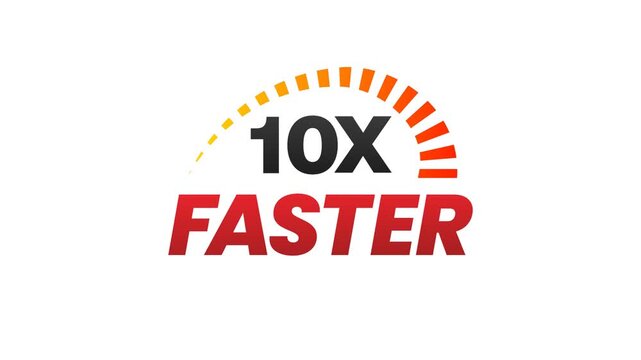 10X Faster Speed and Performance Boost Animation with Dynamic Progress Gauge. Transparent background. 4K resolution