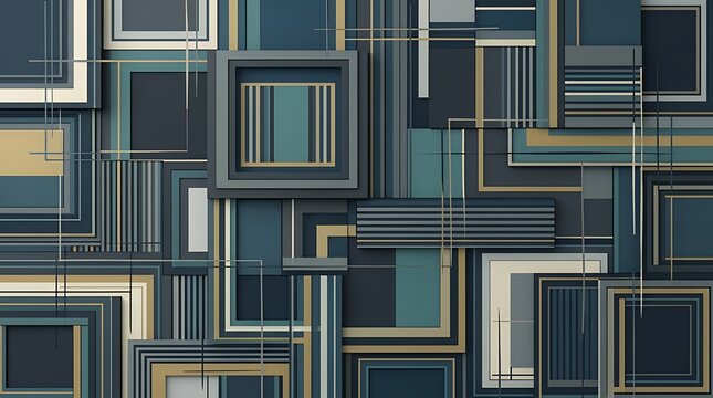 Arbitrary banded borders block motif Assorted haphazardly lined margins box arrangement background  abstract geometric pattern cube stripe square block box line texture modern random