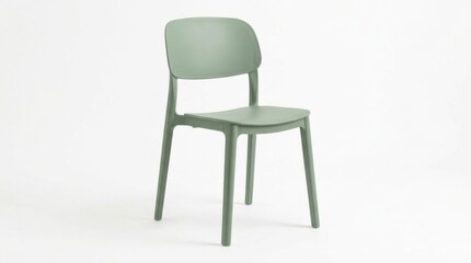 Fototapeta premium Modern sage green plastic chair on white background