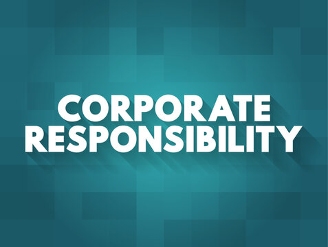 Corporate Responsibility phrase text concept on teal mosaic background, business terminology typography with flat long shadow design