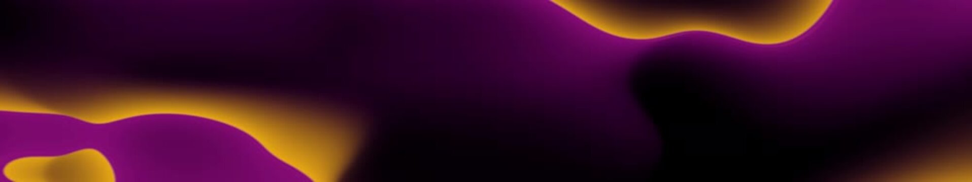 Slow moving liquid waves in purple and orange on dark background. Seamless ultrawide loop motion design