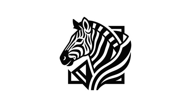 Geometric zebra head logo design.