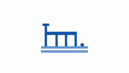 Fototapeta premium Stylized blue abstract representation of a table with three legs and a small ball on a platform with abstract illustration