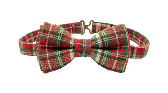 Tartan plaid bow tie with metal clasp