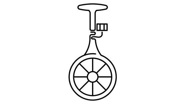 Minimalist unicycle illustration white background.