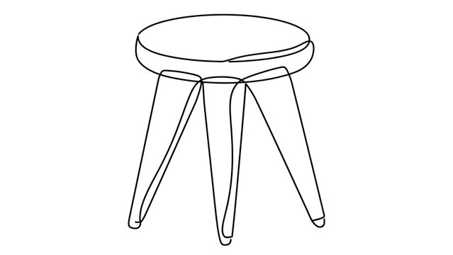 Minimalist wooden stool illustration white background.