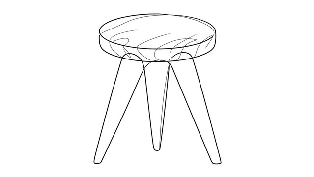 Minimalist wooden stool on white background.
