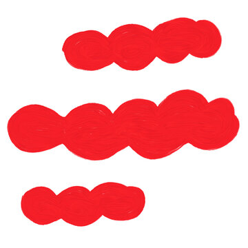 illustration of red clouds, hand-painted using an oil paint brush that creates a streaky, textured effect.