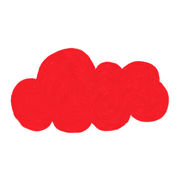 illustration of red clouds, hand-painted using an oil paint brush that creates a streaky, textured effect.